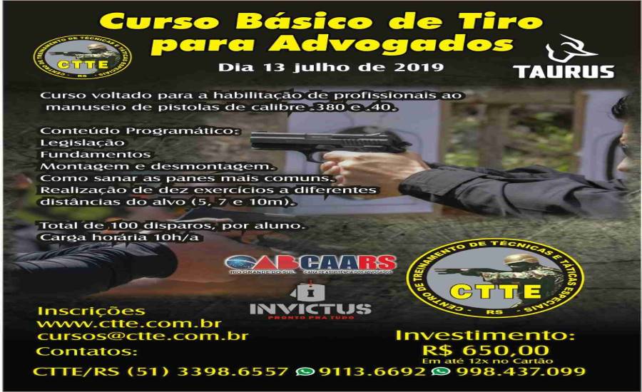 CURSO BÁSICO DE TIRO POLICIAL COM SUBMETRALHADORA | CTTE - Centro de